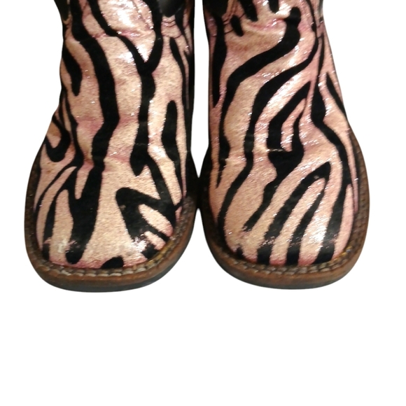 Old West Pink And Black Zebra Glitter Cowboy Boots Cowgirl Boots size 12 - Picture 4 of 11
